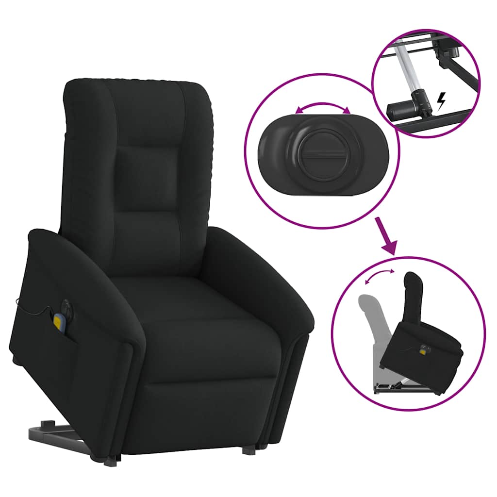 Electric Recliner Chair with Lift Function Black Fabric