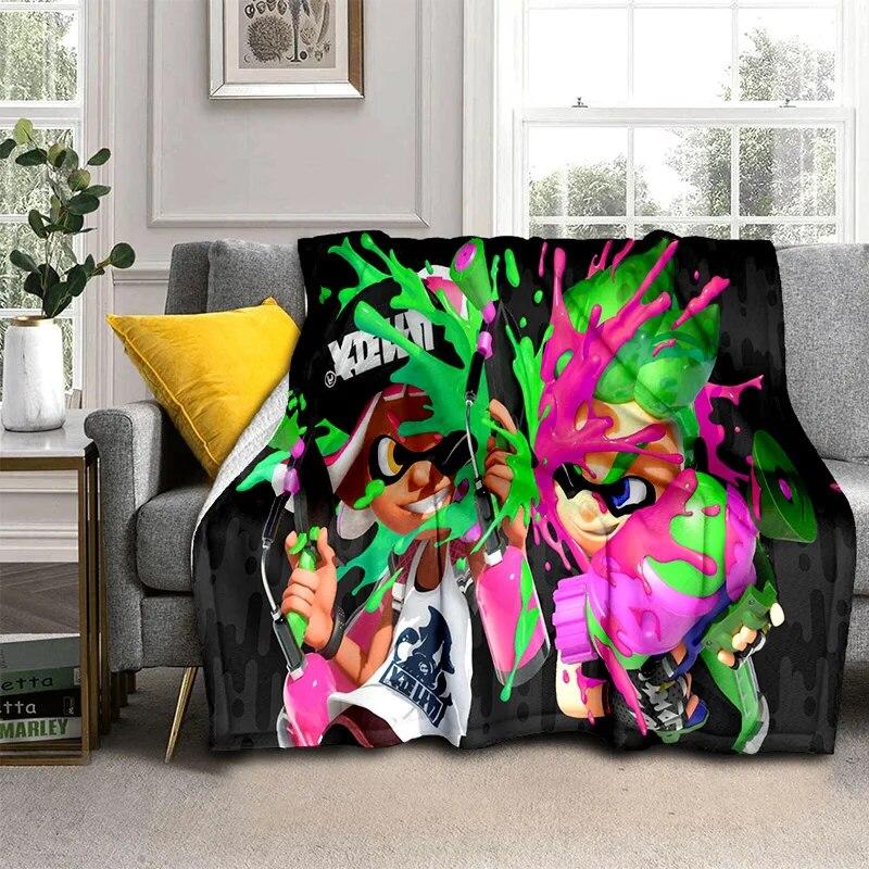 3D Games Splatoon,PC Gamer Cartoon Blanket,Soft Throw Blanket for Home Bedroom Bed Sofa Picnic Travel Office Cover Blanket Kids