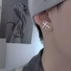 Hip Hop Trend Cross Hollow Silver Plate Geometry Metal Ear Studs Korean Style Earrings Men Earrings