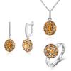 Elegant S925 Silver Natural Citrine Jewelry Set - Ring Earrings Pendant Necklace for Ladies Birthday Anniversary Gifts