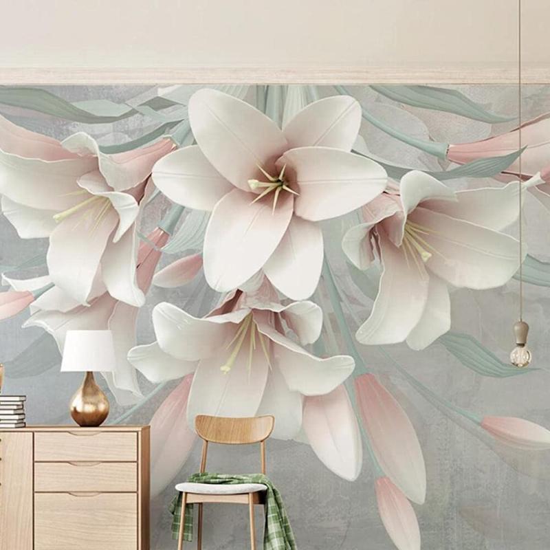 3D Flowers Open Large Stickers Wall Mural , Removable Wall Mural | Self-Adhesive Wallpaper 3D Mural for Children's Room Dining Bedroom Wall Decoration