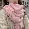 Новый однотонный шарф Теплый утолщенный из искусственного кашемира Шаль Женская уличная мода Клетчатый шарф Зимний ветрозащитный головной убор Подарок