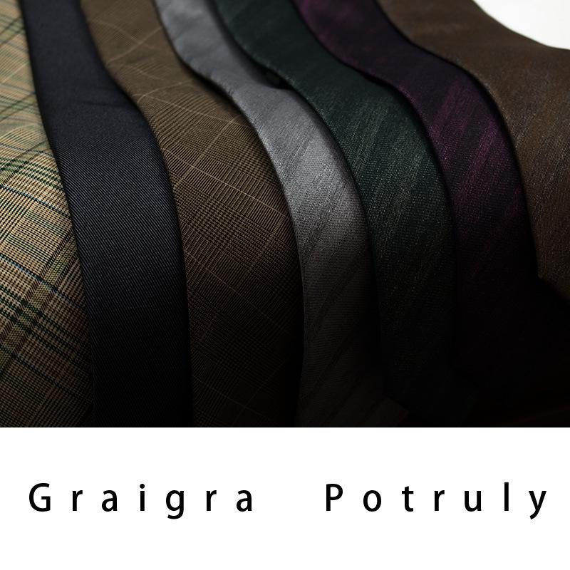 Qiandongge Suit And Tie Men'S Striped 8Cm Casual Tie Coffee Gray Dark Green Retro Work Plaid