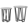 2-Piece round side table set, wooden coffee tables with metal frames, living room decoration table set