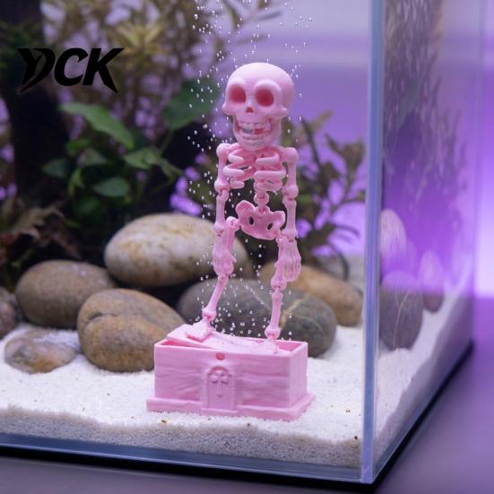 Dynamic Fish Tank Ornament Dancing Skeleton Aquarium Bubbler, Air Driven Ornament, Funny Bubbler Resin Landscaping with 1m Tube And Suction