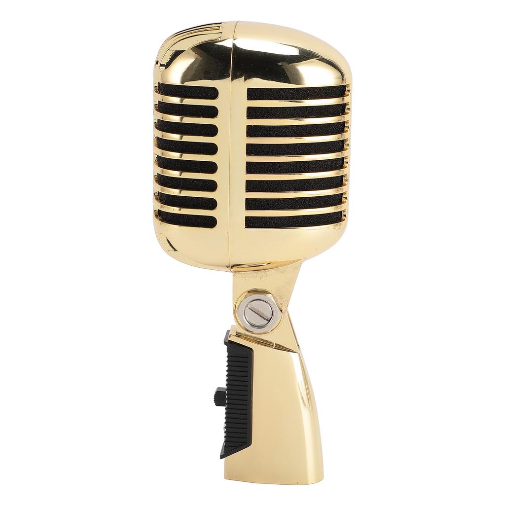 Vintage Microphone Zinc Alloy Self Tensioning Rotating Rack Retro Dynamic Vocal Microphone for KTV Black