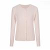 Li Meizi Pink Cable Knit Cardigan: Versatile Round Neck Sweater, Long Sleeve for Autumn/Winter
