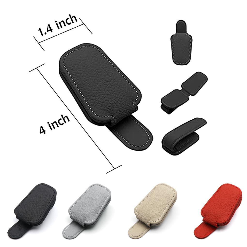 Car Holder Clip PU Leather Sunglasses Ticket Storage Hanger Interior Organization Case Accessories