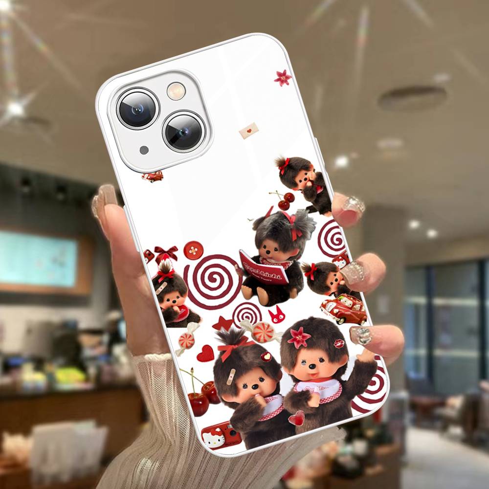 Милый M-monchhichis-s Закаленное стекло для iPhone 14 13 12 11 Pro Mini XS MAX 14Plus X XS XR Чехол