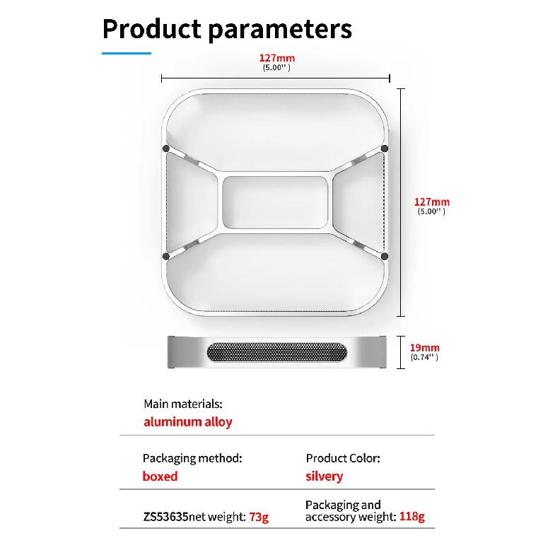 Desktop Stand Computer Riser Dustproof Base Heat Dissipation Bracket Aluminum Alloy Cooling Holder Dock for Mac mini M4/M4 Pro