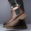 Мужские деловые ботильоны Модные ботильоны на платформе до щиколотки на толстой подошве Новые мужские кожаные мотоботы Слипоны Повседневные ботинки челси