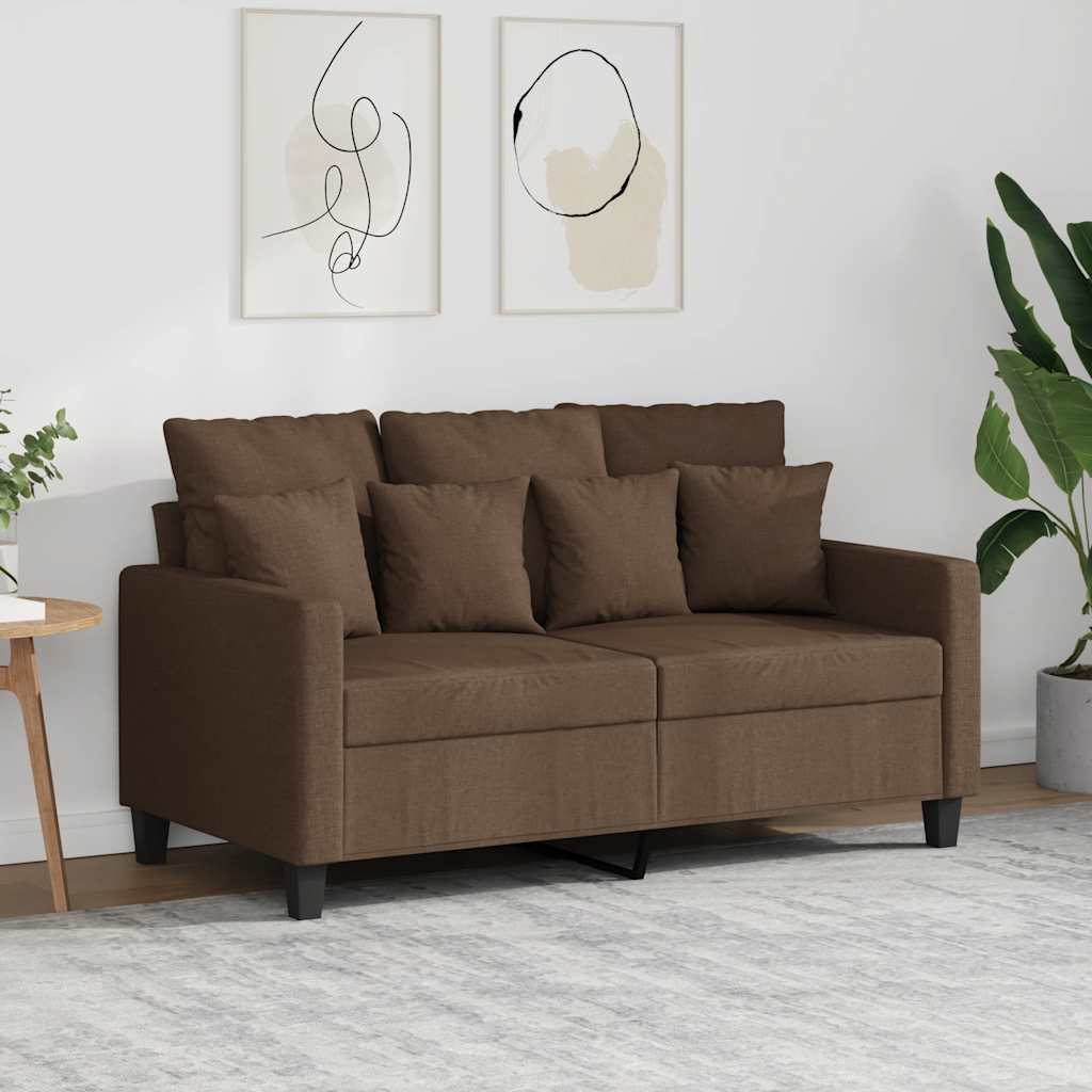 2 Seater Sofa Brown 120 cm Fabric
