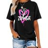 Heart&Letter Print Casual Fashion T-Shirt Cotton Printed Round Neck Plus Size Peplum Sports T-Shirt Unisex's Comfortable Top