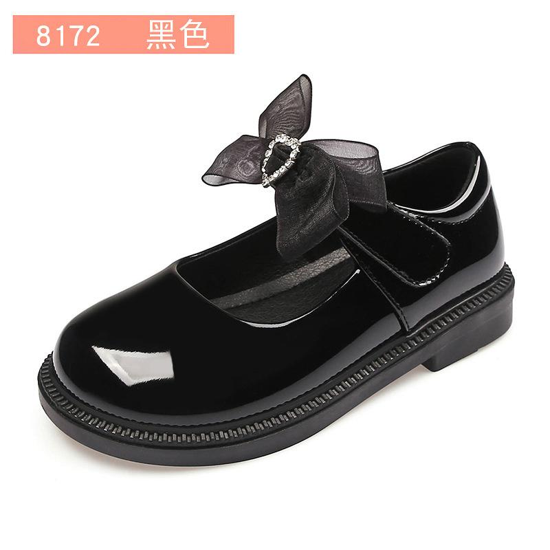 Детская кожаная обувь 2025 Новые туфли-лодочки для девочек, принцессы, на мягкой подошве, повседневные, студенческие, черные, для выступлений