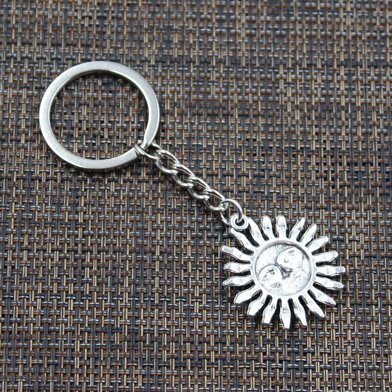 Новый брелок 34x29 мм Sun Face Sunburst бронзовый серебряный цвет подвески DIY мужской автомобильный брелок кольцо держатель брелок ювелирные изделия подарок