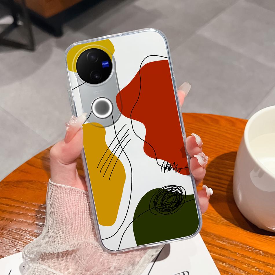 Прозрачный чехол для Vivo V50 Lite с красивыми цветами, мягкая ТПУ задняя крышка для Vivo V 50, легкий силиконовый противоударный корпус телефона