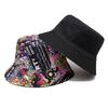 Spring/Summer Nostalgic Tape Print Bucket Hat Classic Reversible Graffiti Fisherman Cap Unisex Outdoor Sunshade Fishing Hat