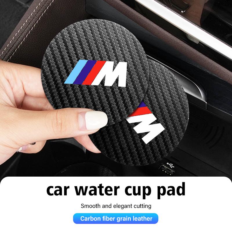 2pcs Car Carbon Fiber Cup Mat Anti-Slip Coaster Bottle Pad Auto Accessories For BMW E93 F10 F20 F30 F40 F15 F25 F26 F31 F49 F86