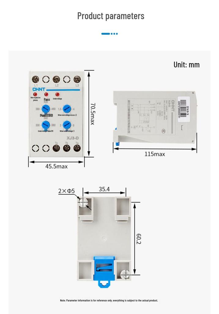 Реле чередования фаз и отсутствия фазы Chint XJ3-G-D AC380V для трехфазных двигателей