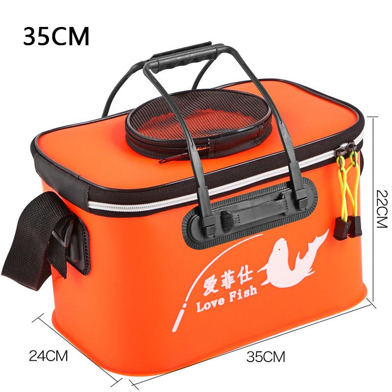 Foldable Wear-resistant Waterproof EVA Fishing Barrel Fishing Box Tools Box Optional Rechargeable Oxygen Pump 30cm/35cm/40cm/45cm/50cm Size Choices