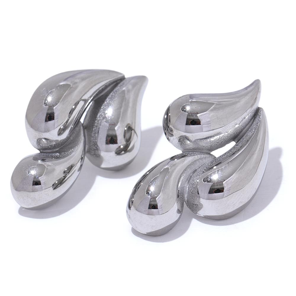 Eetit Waterproof Trendy Water Drop Metal Stud Earrings 2024 Stainless Steel Ear Jewelry 18K PVD Plated Rust Proof Accessories
