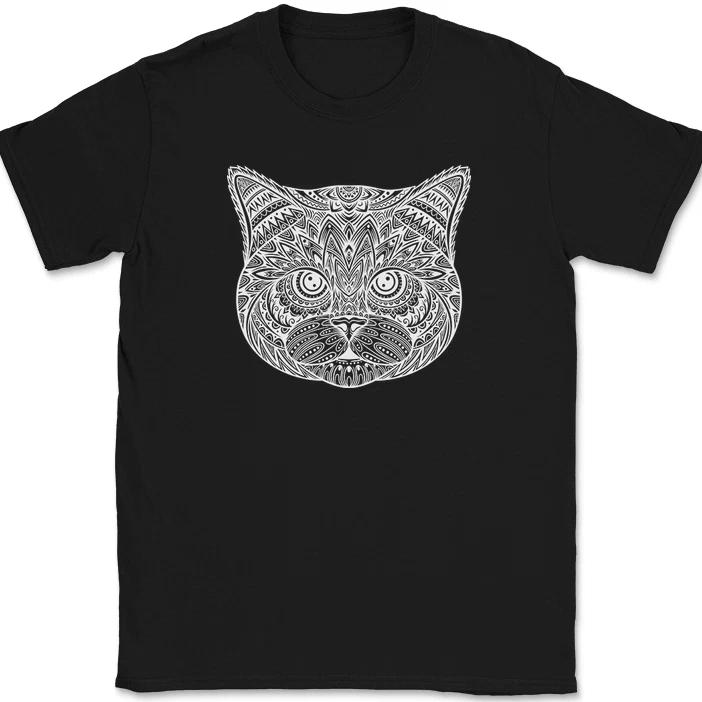 Cat Mandala T-Shirt Pattern Kitten Feline Animal Funny Humor Gift Tee