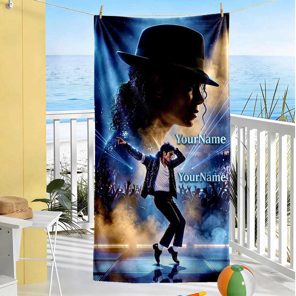 Michael Jackson Customized Name Beach Towel Quick-Dry Soft Microfiber Portable for SwimmingBeachCamping Travel Beach AccessoriesGym