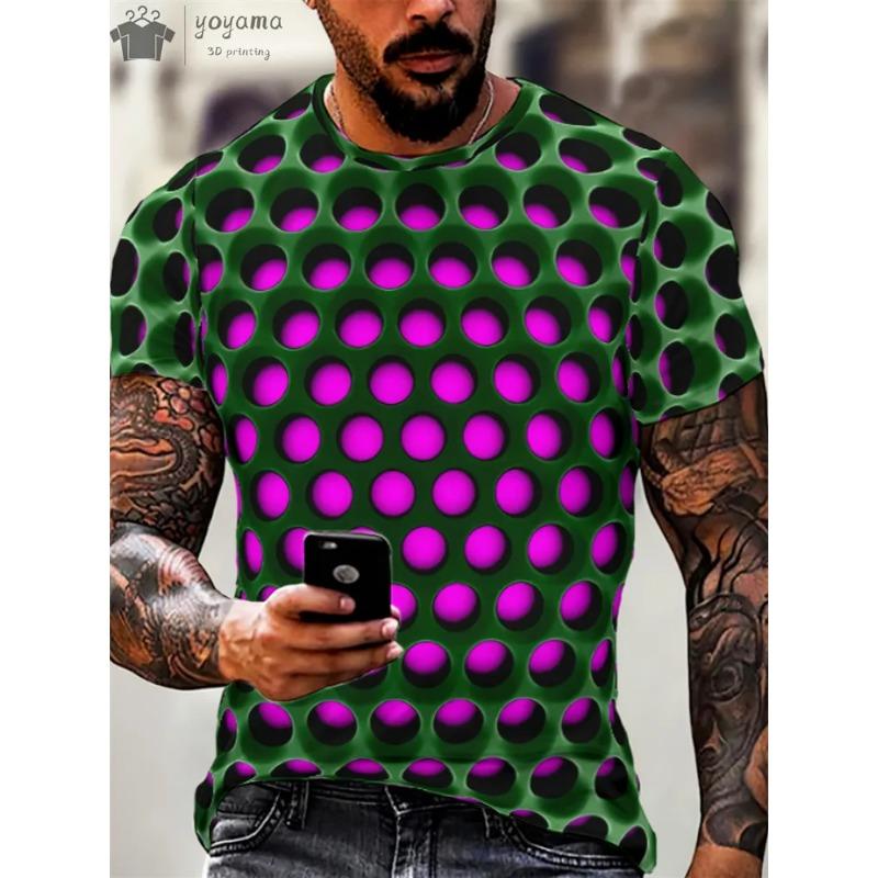 Мужская футболка с короткими рукавами с абстрактным хип-хоп-трендом Visual Illusion, напечатанная на 3D-принте, модные футболки с градиентом