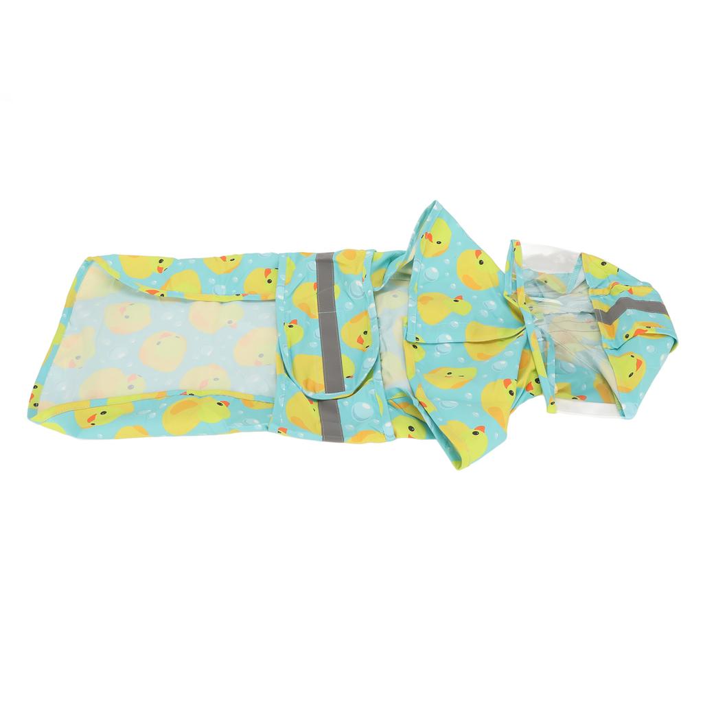 Pet Rain Jacket Duckling Pattern Waterproof Reflective Adjustable 4 Legs Hooded Dog Raincoat for Small and Medium Dogs M