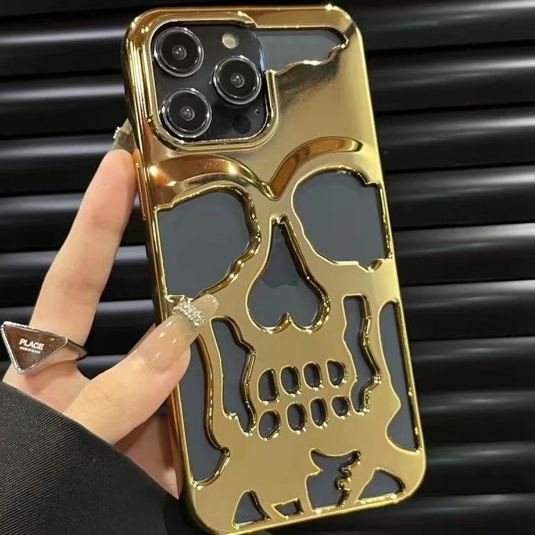 Чехол для телефона с 3D полым черепом и мозолистым чехлом для iPhone 15 14 ProMax Plus 13 12 11 Pro Max с роскошным покрытием, противоударный мягкий чехол Ghostface