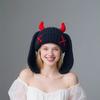 New little monster handmade knitted wool hat autumn and winter thickened warm plush hat sweet cool babe baotou