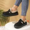 Casual Thick-Soled Snow Boots with Fleece Lining and Buckle Detail
