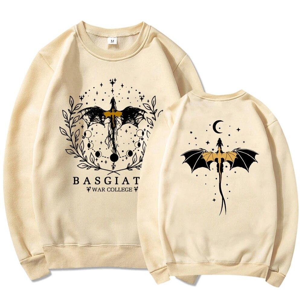 Винтажный двусторонний свитшот «Четвертое крыло» Basgiath, свитер для колледжа, женские толстовки с капюшоном, пуловеры с длинными рукавами