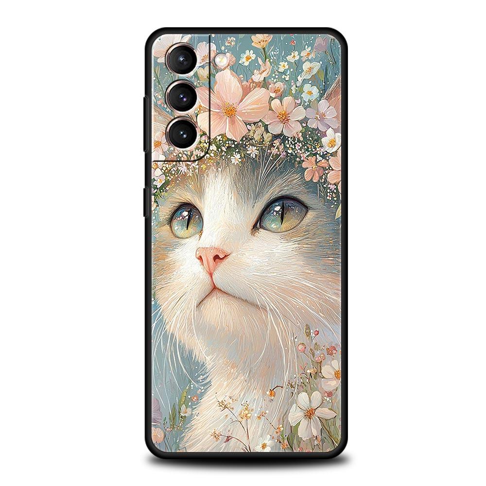 Cute Cat Phone Case Cover for Samsung Galaxy S26 S25 S24 S23 S22 S20 S21 FE Ultra S25 Edge Plus 5G Soft TPU Shell Fundas Capas