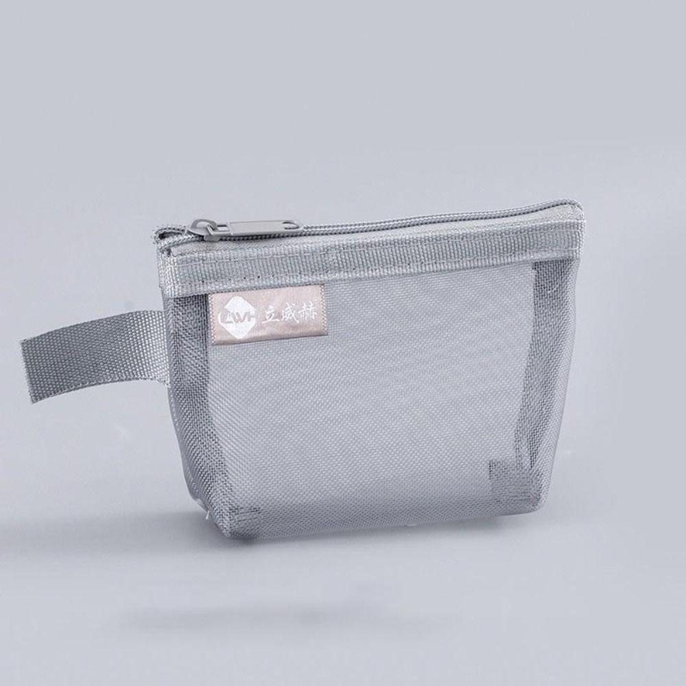 Легкая квадратная сетчатая сумка для хранения, косметичка большой емкости, портативный мини-кошелек на молнии для монет