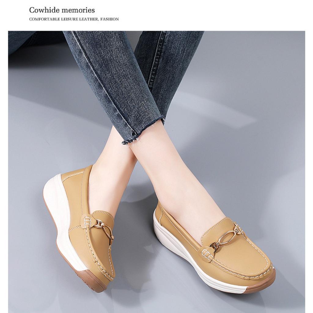 Женская удобная, легкая, дышащая искусственная кожа Face Four Seasons Universal Non Slip Casual Shoes - One Step Step Le Fu Shoes