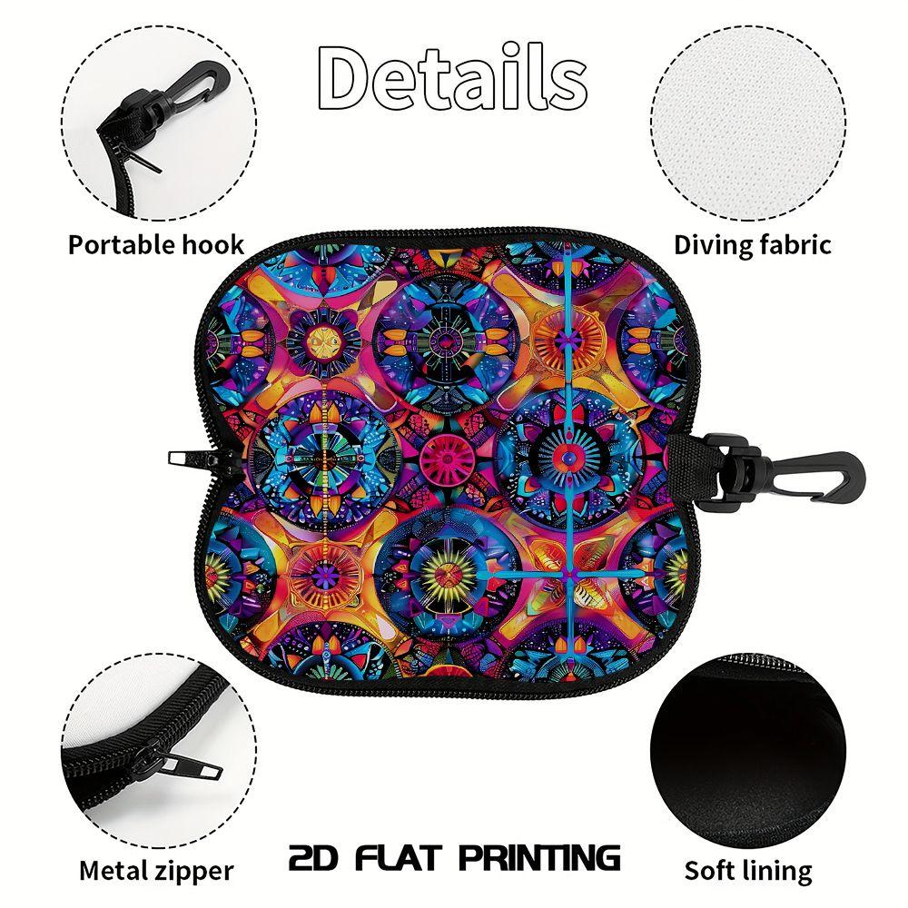 Bohemian Mandala Pattern Protective Eyewear Holder, Vibrant Geometric Art Sunglasses Case, Durable Zipper Glasses Storage Box, Fashion Travel Accessor