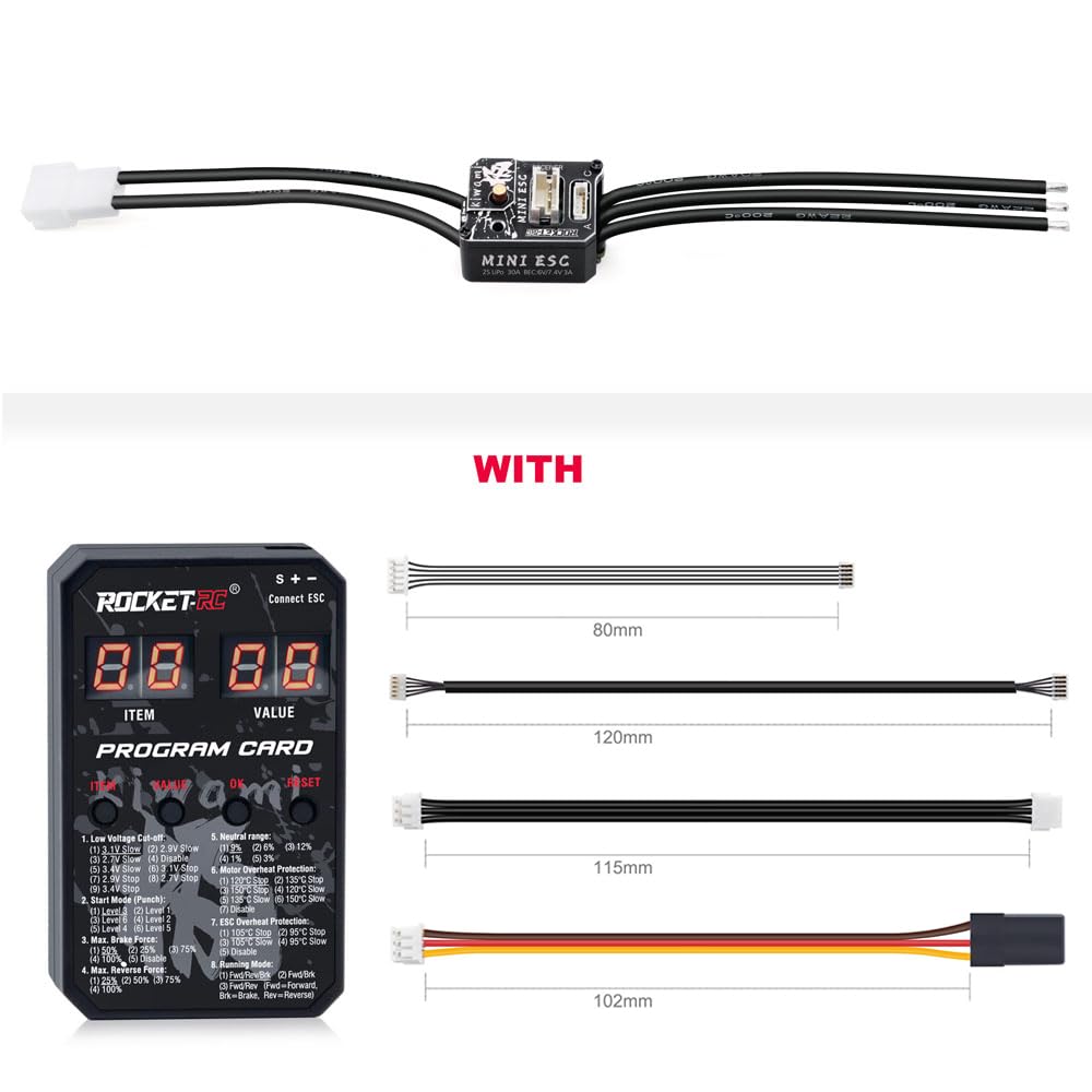 Rocket 1525 Sensored Brushless Motor with Program Card for and Pro Drift Racing RC Cars Mini28 PRO P.D Mini-Z, 1/24, 1/27, 1/28, 1/32, Mini-z MR-03