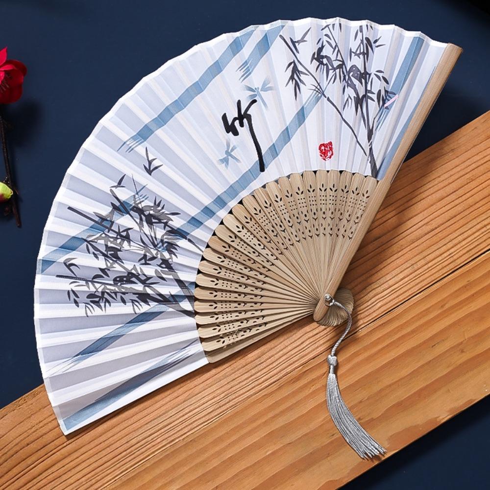 Butterfly Tassel Folding Fan Chinese Style Handheld Fan Ancient Bamboo Fan Hanfu Accessories
