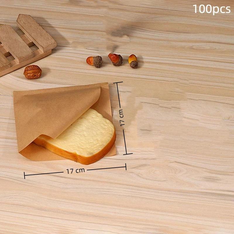 100 PCS Greaseproof Paper Bags Oil Resistant Food Grade Safe Pouches for Bakery Cookie Gift Packaging Party Favor Use