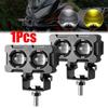 1PC 60W Motorcycle LED Lens Spotlight Double Lenses Spotlight Motorcycles Auxiliary Fog Lamp Dual Color White Yellow Light