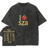 Rapper SZA 2025 Grand National Tour Print Wash T-shirt Vintage Punk Unisex Men Hip Hop Harajuku Cotton Round Neck  Tops Tee