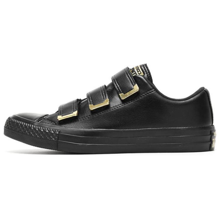 Converse All Star Ctas 3V Ox Нескользящие Прочные Легкие Низкие Кеды для Скейтбординга Женские Кроссовки Черный Золотой 559906C