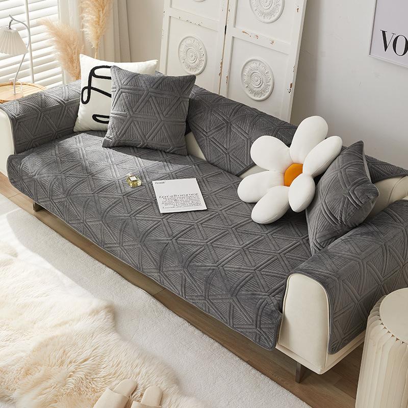 Plush Sofa Cushions: Modern, Simple, High-end, Winter, Thickened, Non-slip, Anti-run, Light Luxury Sofa Cover, Cover Cloth