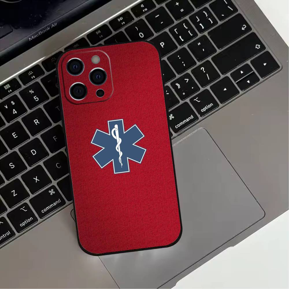 EMT EMS Ambulance LOGO  Phone Case For iPhone 17,16,15,14,13,12,11 Plus,Pro Max,XS,Soft Silicone Black Cover
