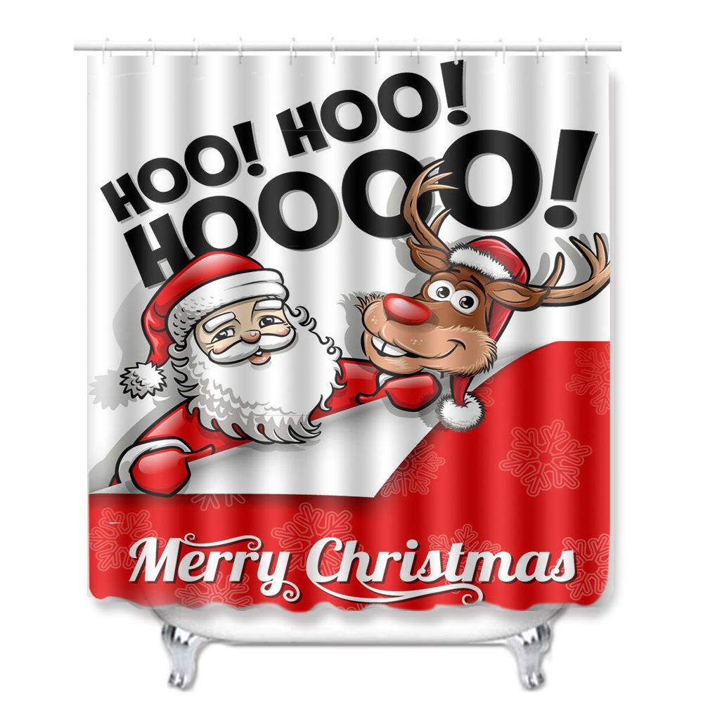 3D Цифровая печать Рождественская Водонепроницаемая Занавеска для душа Четыре предмета Коврик для ванной Нескользящий Коврик для двери Спальня Гостиная Коврик для пола Ковер