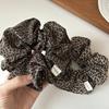 Korea Fashion Leopard Print Oversized Scrunchie for Women Girls Black Hair Ubber Bands Elastic Big Hair Tie Retro Hair Rope