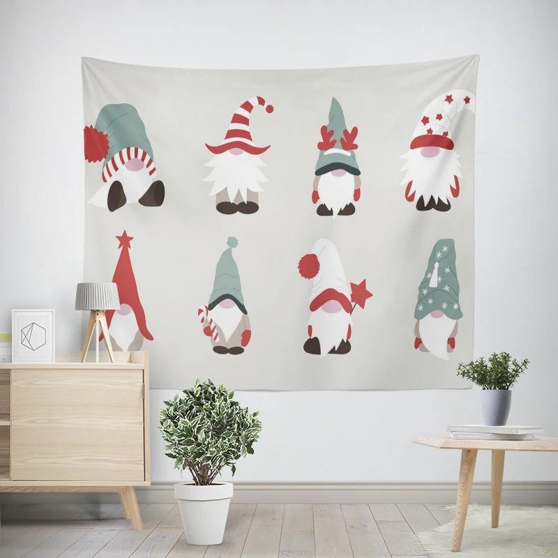 Рождественский новогодний узор с изображением гнома-гнома для гостиной и спальни, декоративный гобелен