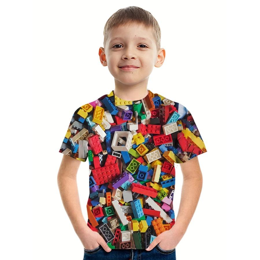 Детская футболка с 3D-принтом «Конструкторы», футболка для мальчика, повседневный свитер, дышащая футболка с коротким рукавом для мальчика, летние топы, Camiseta