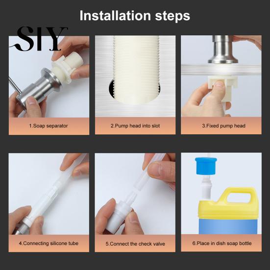 Press Type Soap Dispenser Stainless Steel Sink with 100CM Extension Tube Kitchen Corrosion-resistant Countertop Built-in Dishwashing Liquid Dispensing